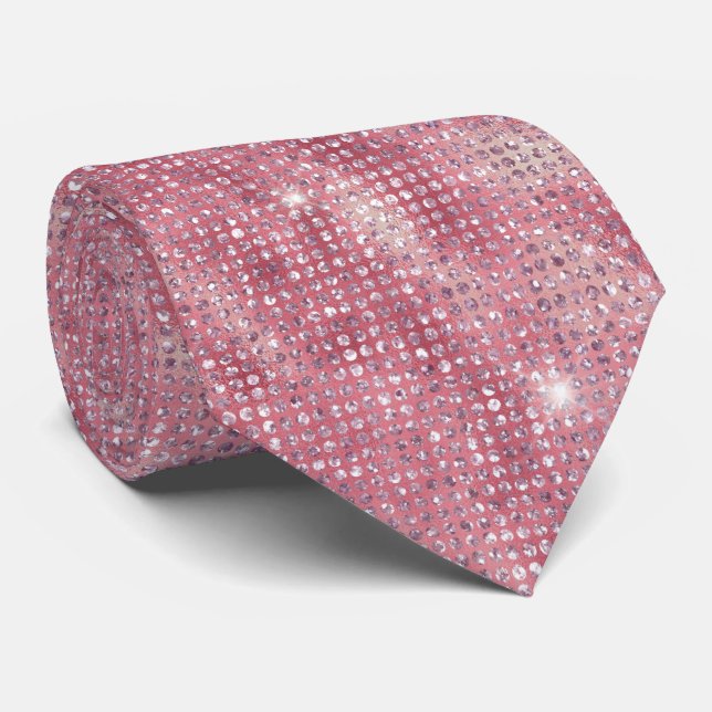 Blush Pink and Silver Sparkles  Tie (Rolled)