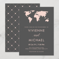 Blush Pink and Smoky Grey | World Map Wedding