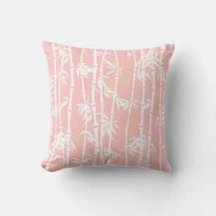 Blush pink and white bamboo custom cushion