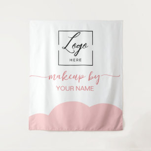 Blush pink and white Business Photo booth Tapestry