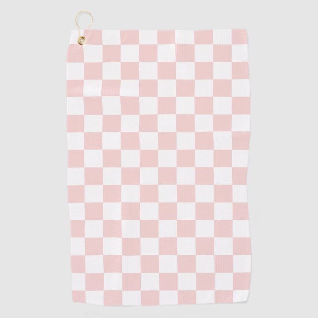 Blush Pink and White Chequered Golf Towel (Front)
