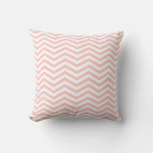 Blush pink and white chevron pattern cushion