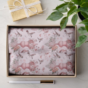 Blush Pink and White Chinoiserie Decoupage Pattern Tissue Paper