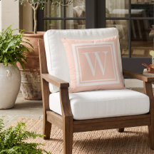 Blush Pink and White Classic Square Monogram