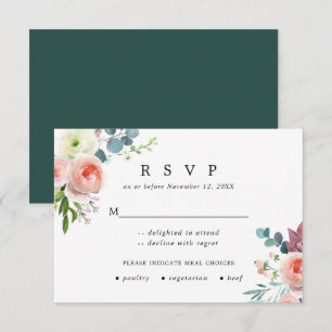 Blush Pink and White Floral Wedding Response Card