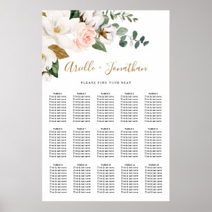 Blush Pink and White Floral Wedding Seating Chart