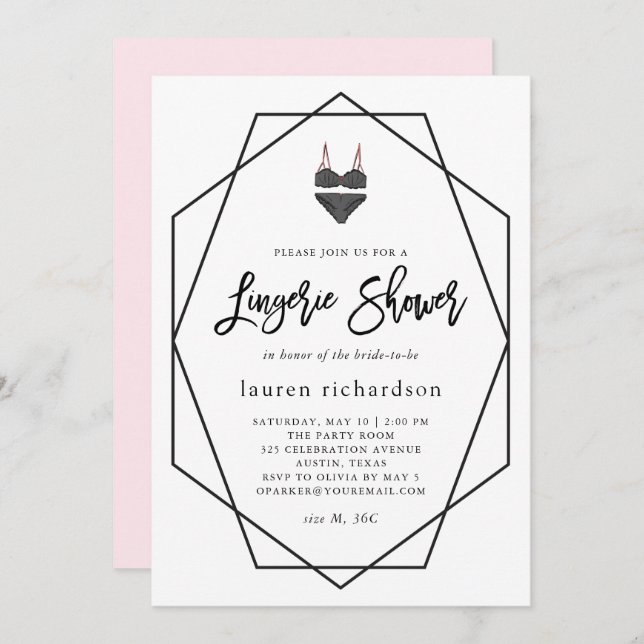 Blush Pink and White Geometric | Lingerie Shower Invitation (Front/Back)