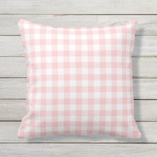 Blush Pink and White Gingham Pattern Chequered Cushion