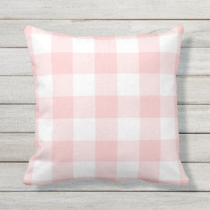 Blush Pink and White Gingham Pattern Chequered Cushion