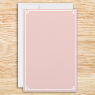 Blush Pink and White Greek Key Border Stationery