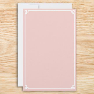 Blush Pink and White Greek Key Border Stationery