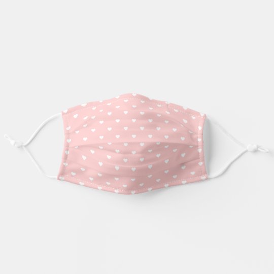 Blush Pink and White Heart Pattern Cloth Face Mask