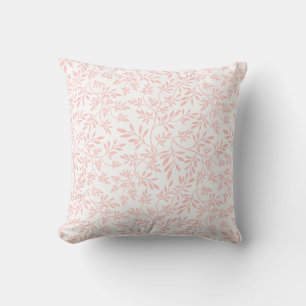 Blush pink and white leaves pattern cushion