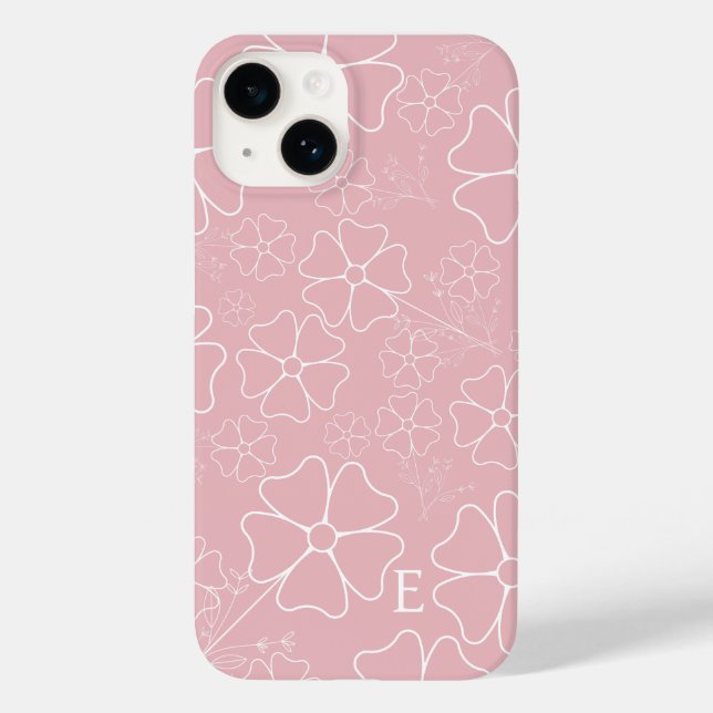 Blush Pink and White Line Drawing Iphone case (Back)