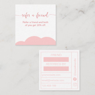 Blush pink and white Referrel Loyalty card