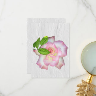 Blush Pink and White Rose Blank Inside Note Thank You Card