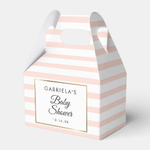 Blush Pink And White Stripe Gold Baby Shower Favour Box