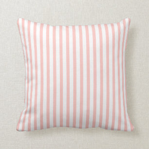 Blush pink and white striped pattern custom cushion