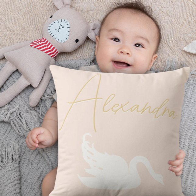Blush Pink and White Swan Any Colour Cushion (Creator Uploaded)