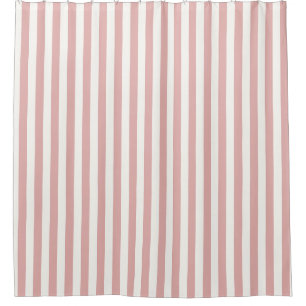 Blush Pink and White Wide Soft Stripe Shower Curtain