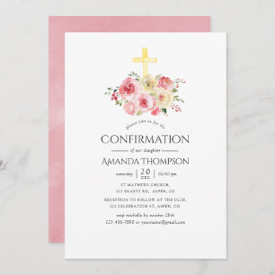 Blush Pink and Yellow Floral Confirmation Invitation