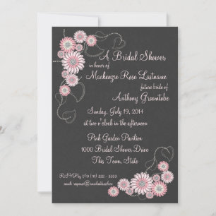 Blush Pink Anemonies and Slate Bridal Shower Invitation