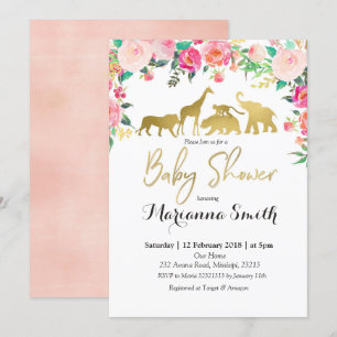 Blush Pink Animal Baby Shower Invitation