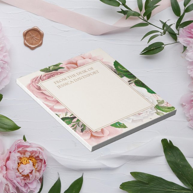 Blush Pink Antique Floral Cream From Desk of Notepad (Creator Uploaded)