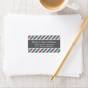 Blush Pink Aqua Stripes Gender Reveal Address Label