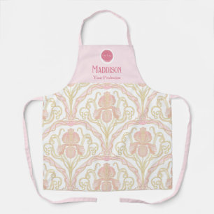 Blush Pink Art Nouveau Floral Employee Apron