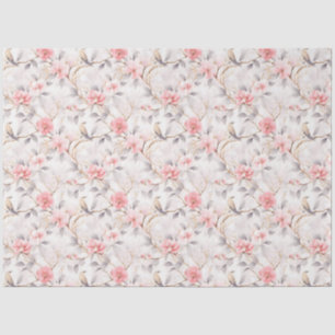 Blush Pink Asian Floral Bird Tissue Paper