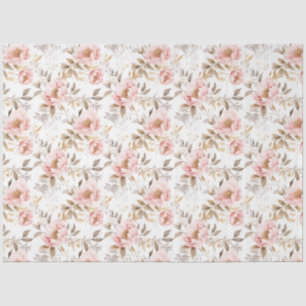 Blush Pink Asian Floral Rose Tissue Paper