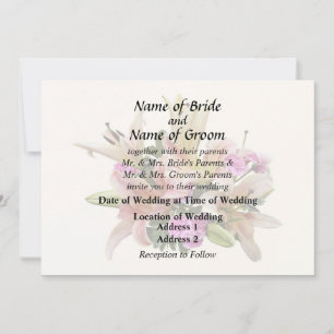 Blush Pink Asiatic Lilies and Carnations Invitation