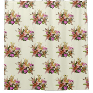Blush Pink Asiatic Lilies and Carnations Shower Curtain