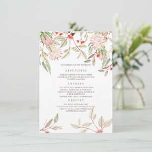Blush Pink Australian Flowers Wedding Menu
