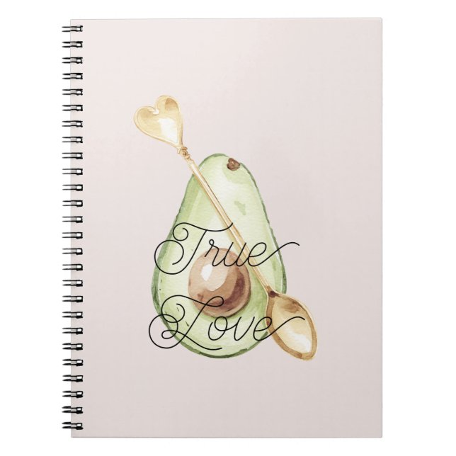 Blush Pink Avocado Heart Spoon  Notebook (Front)