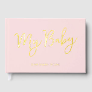 Blush Pink Baby Book Gold Foil Keepsake for Mother