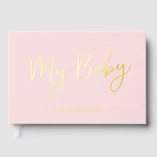 Blush Pink Baby Book Gold Foil Keepsake for Mother (Front)