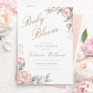 Blush Pink Baby in Bloom Baby Shower  Invitation