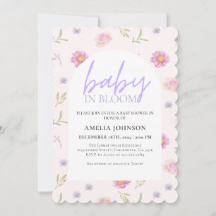 Blush Pink Baby in bloom floral baby Shower Invitation