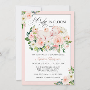 Blush Pink Baby in Bloom Floral Baby Shower Invitation