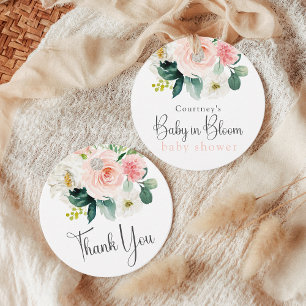 Blush Pink Baby in Bloom Floral Favour Tag
