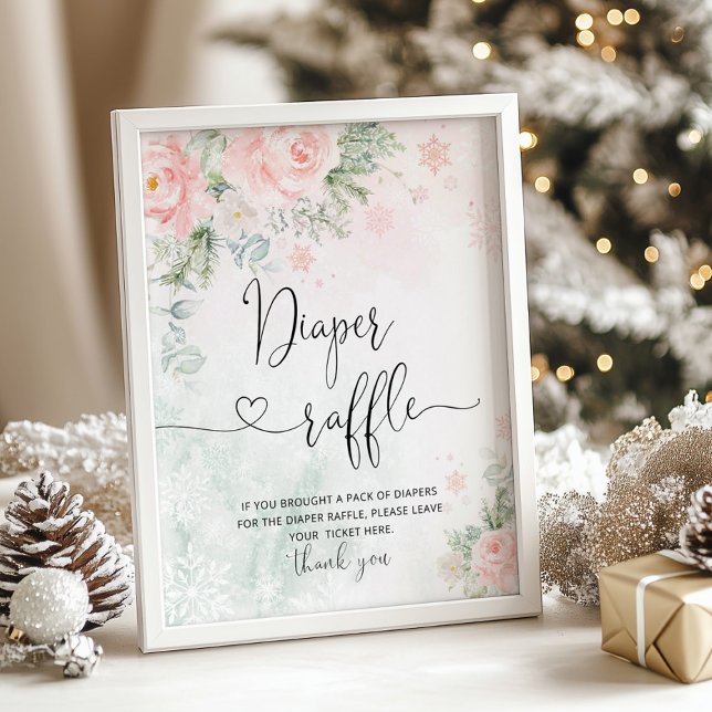 Blush pink Baby it's cold outside diaper raffle Poster (Creator Uploaded)