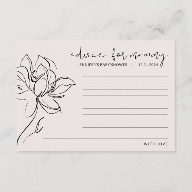 Blush Pink Baby Shower Flower Advice for Mother (Front)