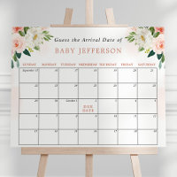 Blush Pink Baby Shower Guess Due Date Calendar