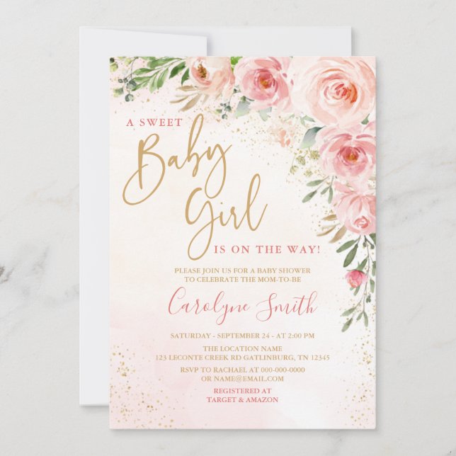 Blush Pink Baby Shower Invitation (Front)