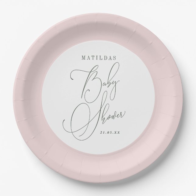 Blush pink Baby shower Paper Plate (Front)