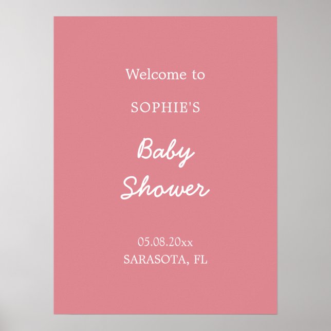 Blush Pink Baby Shower Welcome Poster (Front)