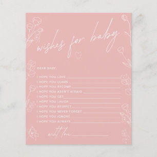 Blush Pink Baby Shower Wishes Enclosure Card
