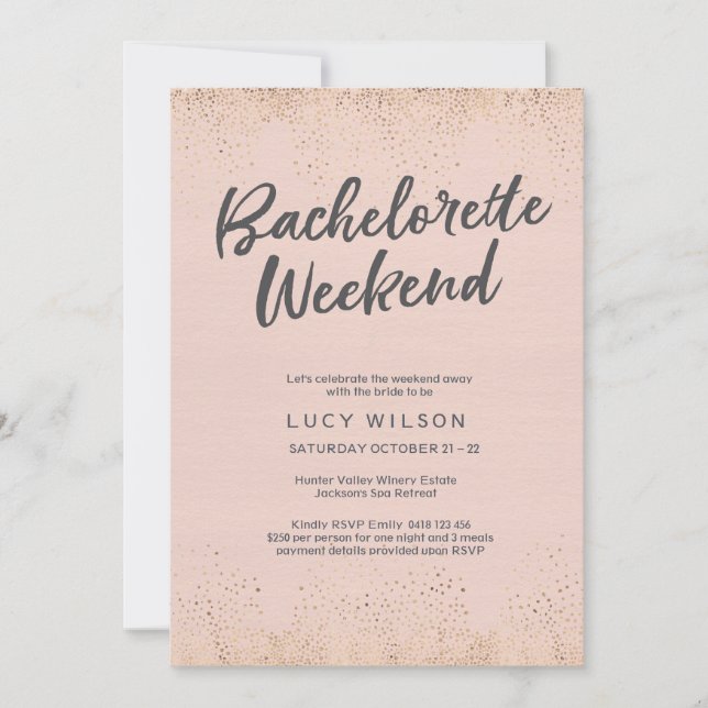 Blush Pink Bachelorette Weekend Invitation (Front)